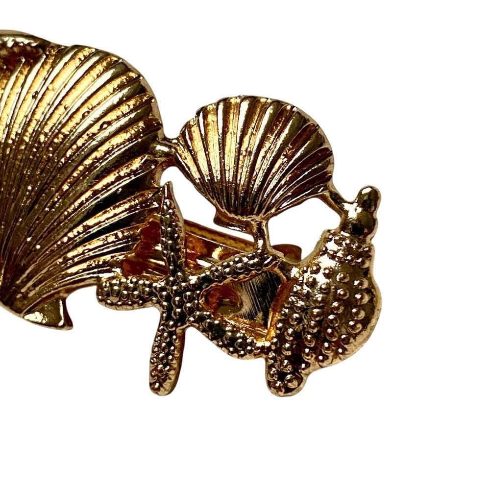 Gold Seashell Starfish Hair Clip Barrette Coastal Beach Nautical Accessory - Picture 4 of 5